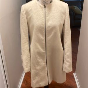 Tulle coat slit side pockets soft fur like feel
